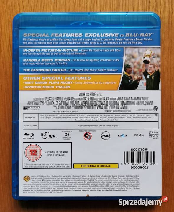 Invictus Invictus Niepokonany Bluray En 2009 Licencja do wypożyczania Parzęczew sprzedam