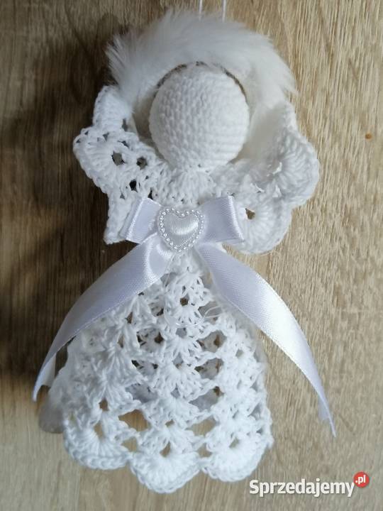 Aniołek biały szydelkowy na choinkę Dekoracja Katowice