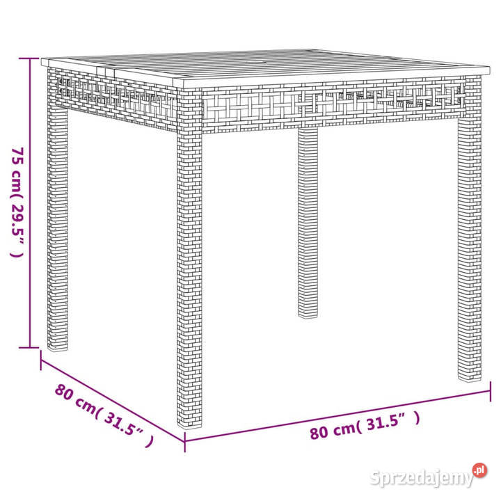 Stolik ogrodowy szary 80x80x74 polirattan i Warszawa