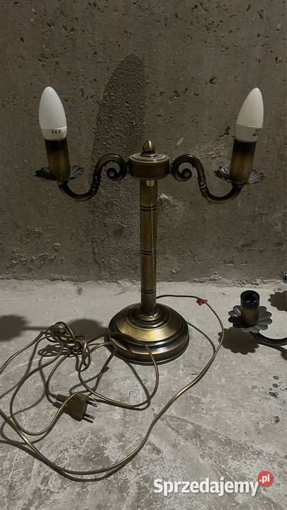 Żyrandol i lampka ciemno złoty kolor śląskie Częstochowa