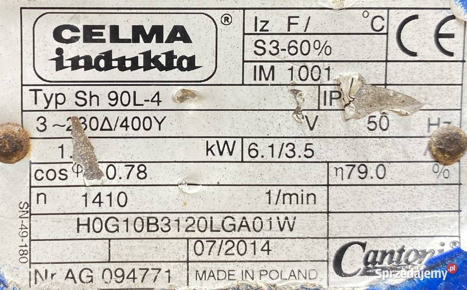 silnik elektryczny 15kW 1410obr 3fazowy INDUKTA Pigża