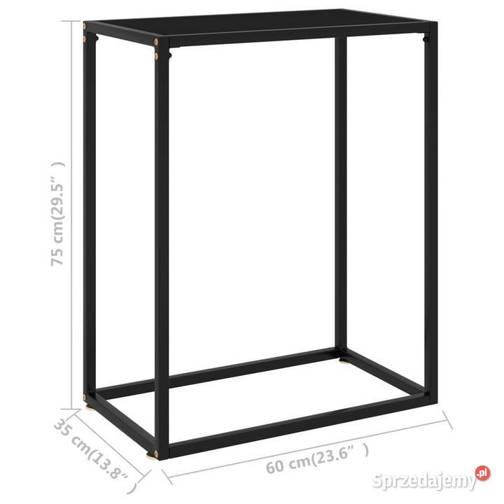 Stolik konsolowy czarny 60x35x75 szkło hartowane Warszawa