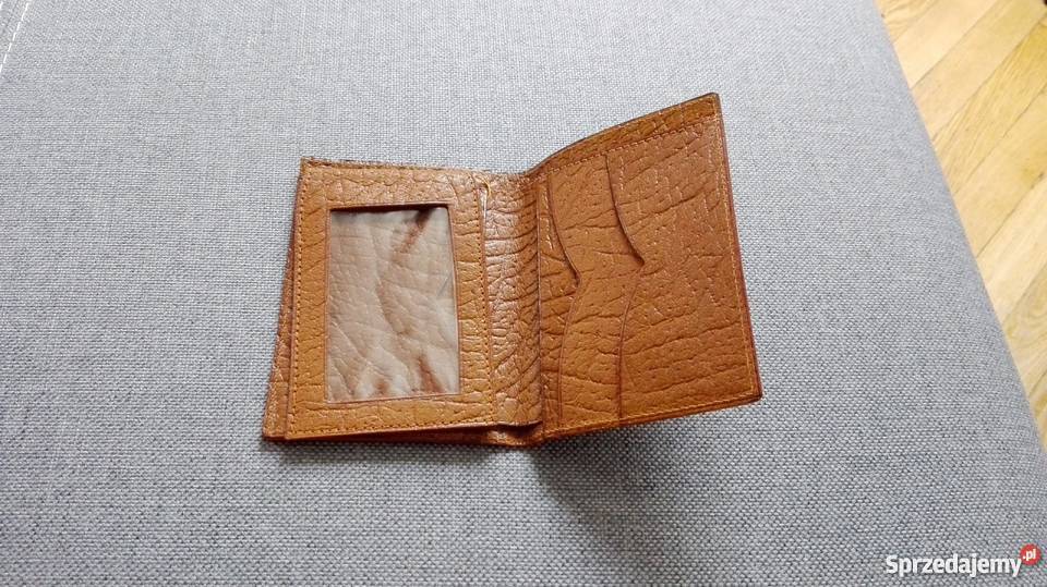 Pamiątki z PRL DUŻY SKÓRZANY PORTFEL BEŻ Łódź