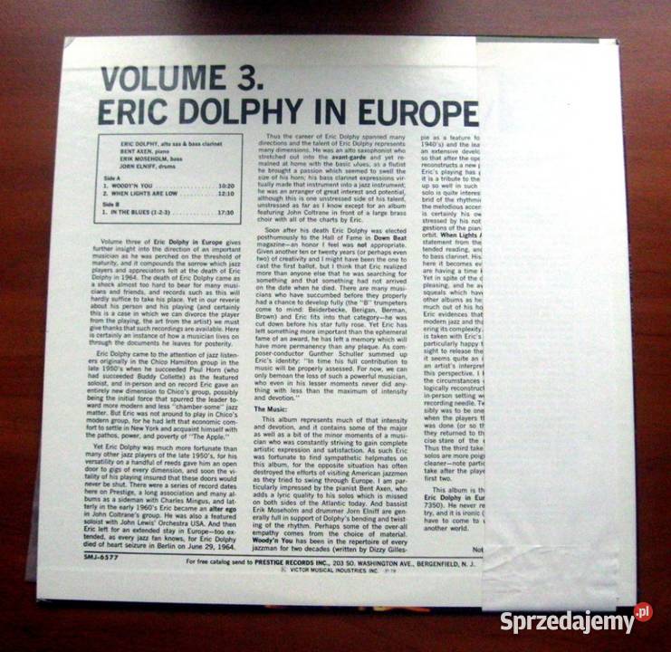 ERIC DOLPHY IN EUROPE VOL3 LP JAPAN PROMO Szczecin