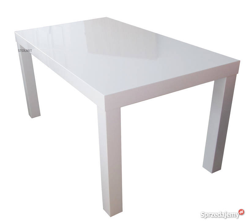 Stół biały w połysku z jednym wkładem powiększającym