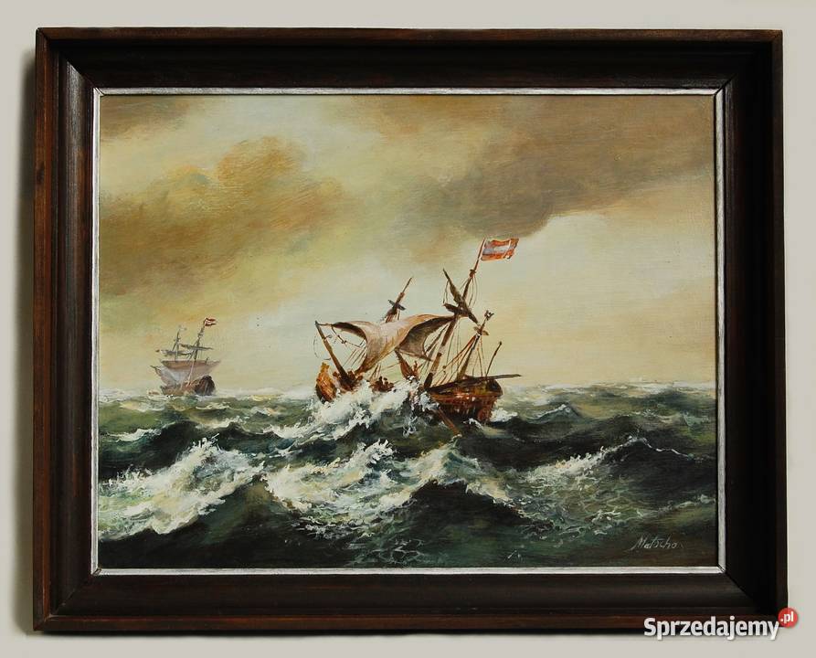 Burza na morzu Marian Matocha 1988 obraz akryl wielokolorowy Lublin