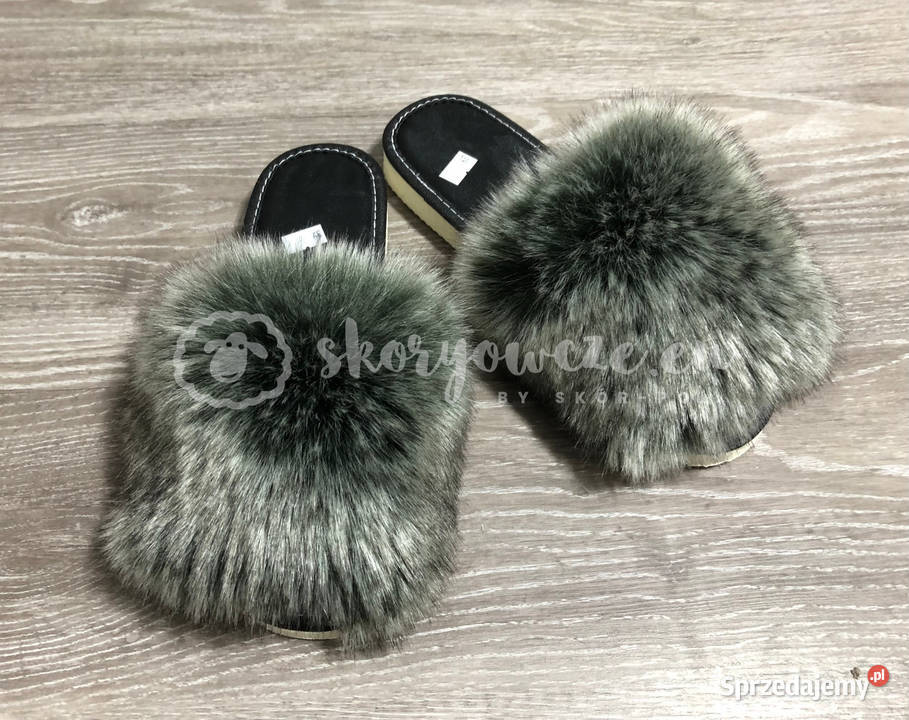 Pantofle klapki futrzaki ze sztucznym futerkiem inna