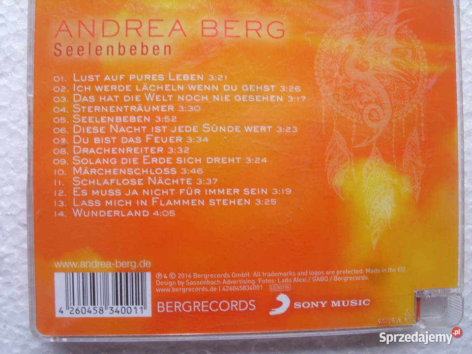 Pop CD ANDREA BERG SEELENBEBEN 2016 dolnośląskie Wołów