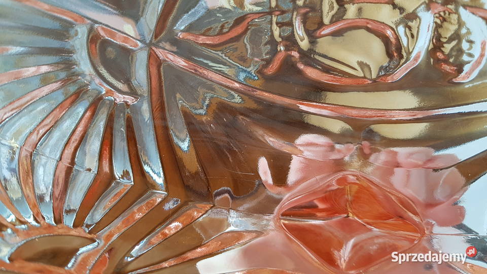 Żardiniera z różą 2 Ząbkowice kolorowe szkło PRL Dąbrowa Górnicza sprzedam