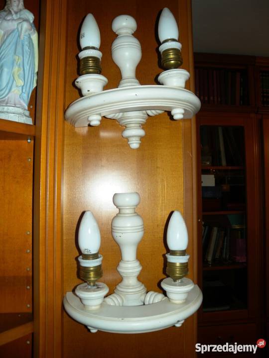 Kinkiety białe drewniane komplet 2 sztuki Katowice sprzedam