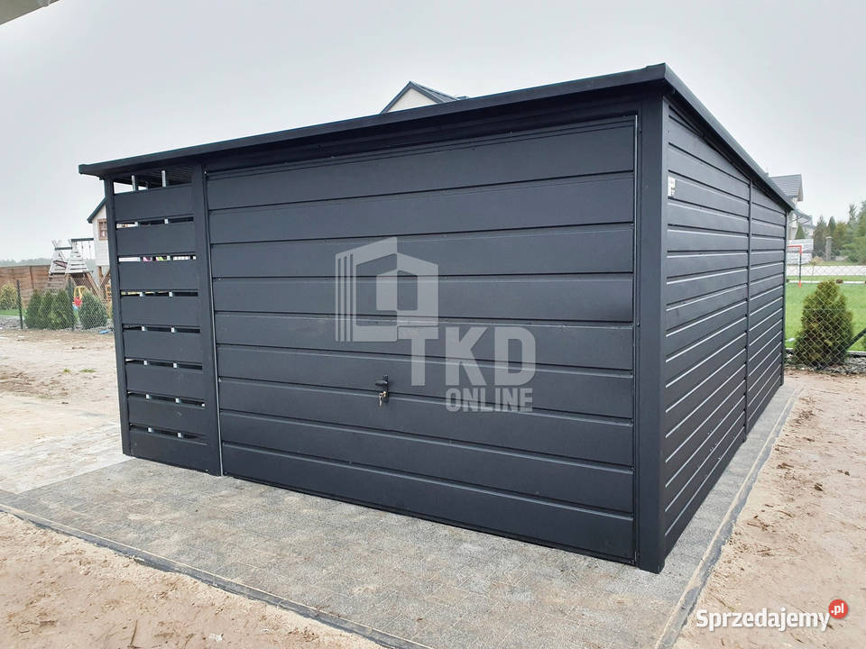 Garaż Blaszany 3x6 wiata Brama Antracyt TKD83 Iława