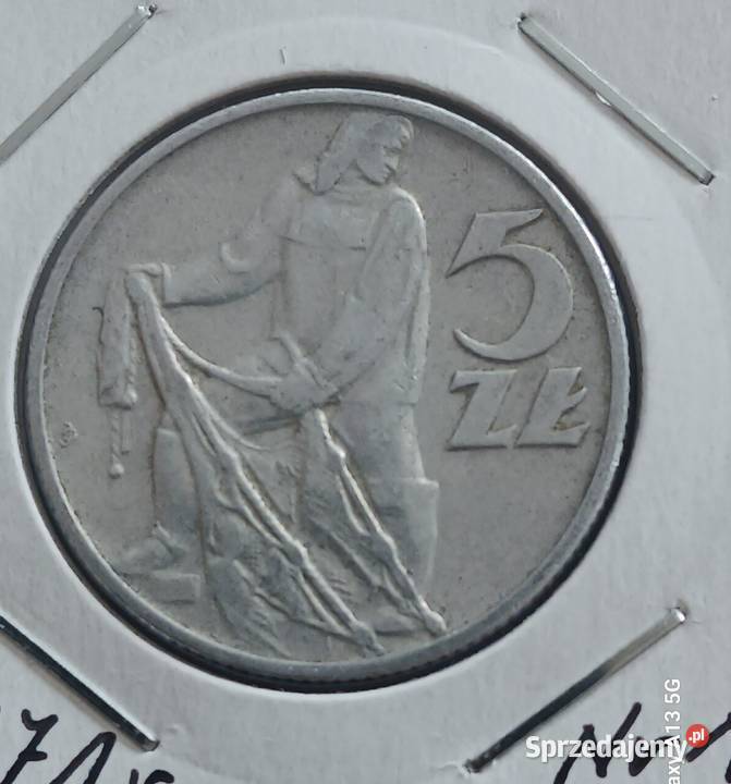 5 Złotych Rybak 1971 r 1 najniższy nakład Ładna Numizmatyka Konin sprzedam