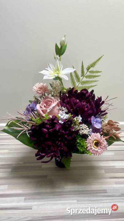 Kompozycja kwiaty sztuczne cmentarz Dom i Ogród