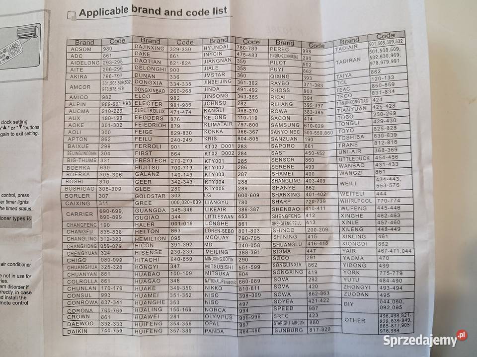 Pilot do klimatyzacji uniwersalny programowany sprzedam