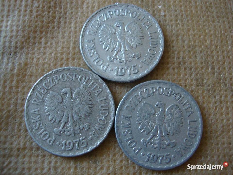 moneta 1 zł; 1975 - z obiegu; BEZ ZNAKU MENNICY