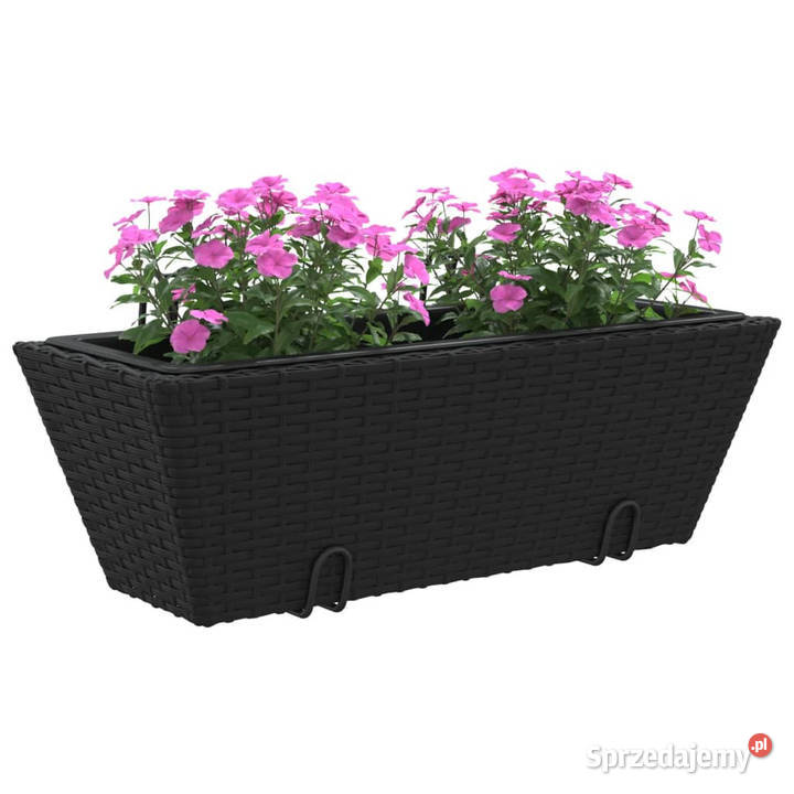 Donice z haczykami 2 czarne polirattan WM366398 sprzedam