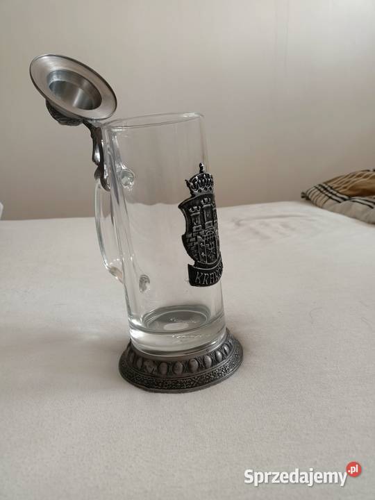 Kufel szklany z pokrywą Rękodzieło dolnośląskie Kłodzko