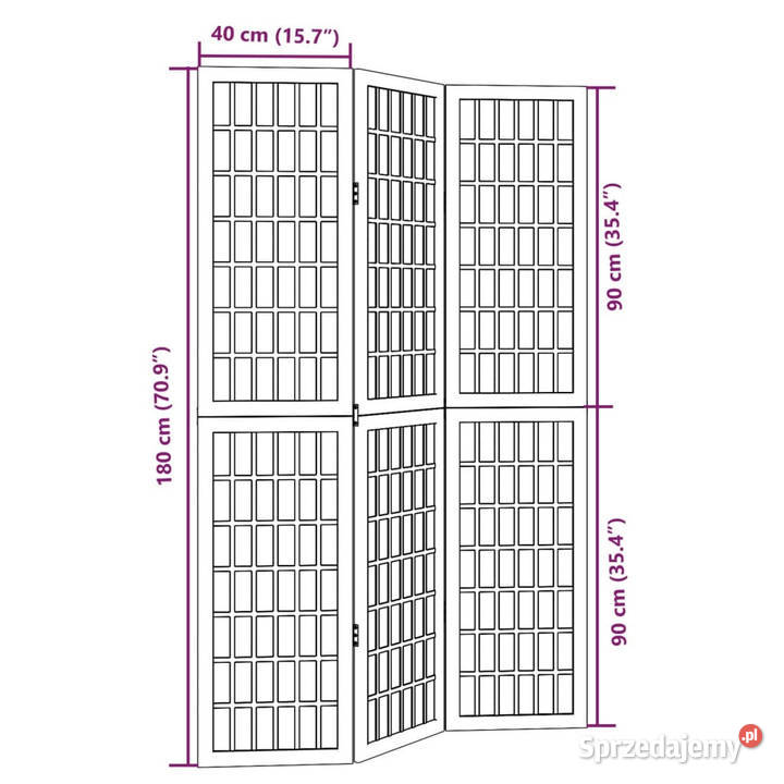 Parawan pokojowy 3panelowy czarny lite drewno Warszawa sprzedam