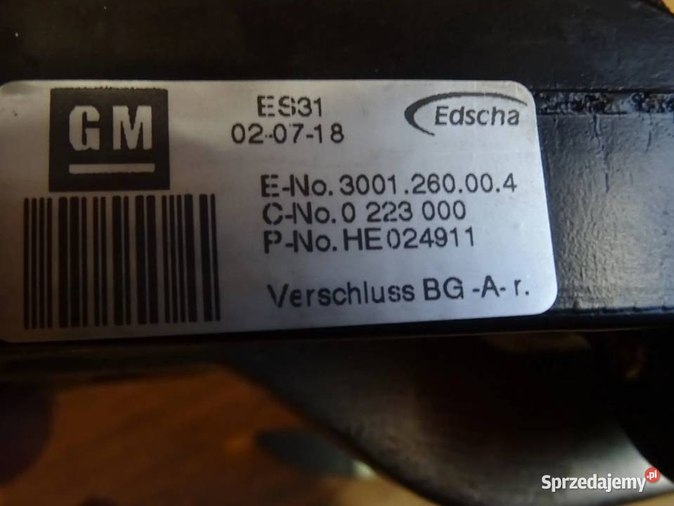 OPEL ASTRA G 2 BERTONE CABRIO ZAMEK RYGIEL łódzkie