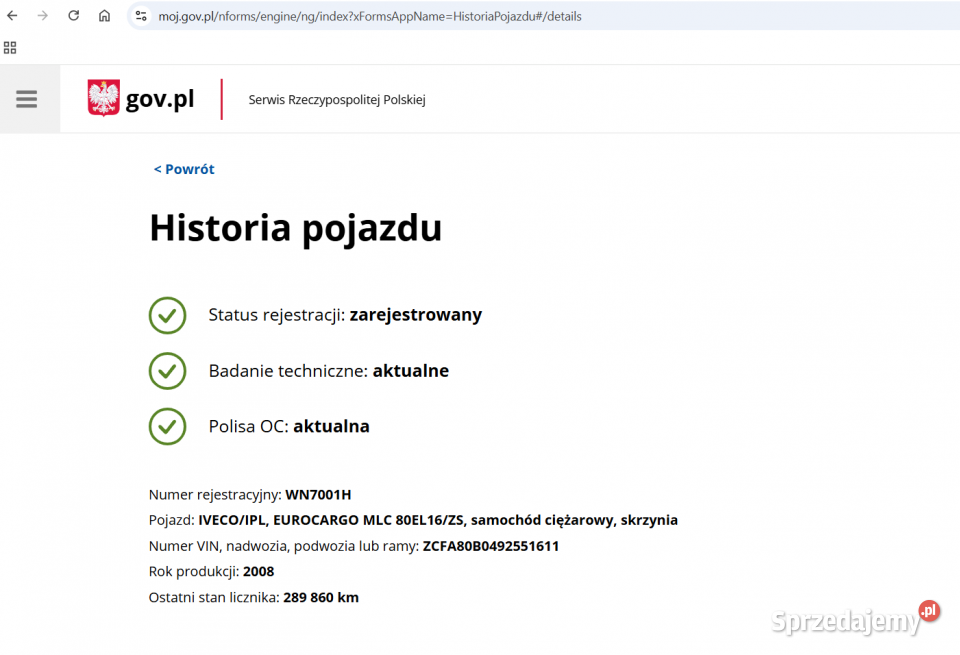 Samochód wywrotka IVECO EUROCARGO 80EL16ZS 9t Rok produkcji 2008 Cegielnia Lewicka