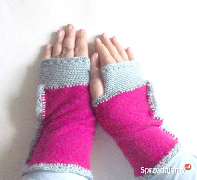 różowe mitenki wełniane mitenki fuksja mitenki Olsztyn