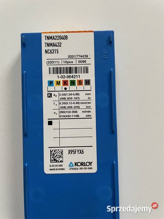 Płytki KORLOY TNMA220408 NC6315 Czarnożyły