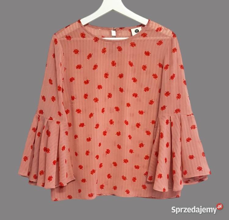 Damska bluzka różowa z falistym wykończeniem Chrzanów sprzedam