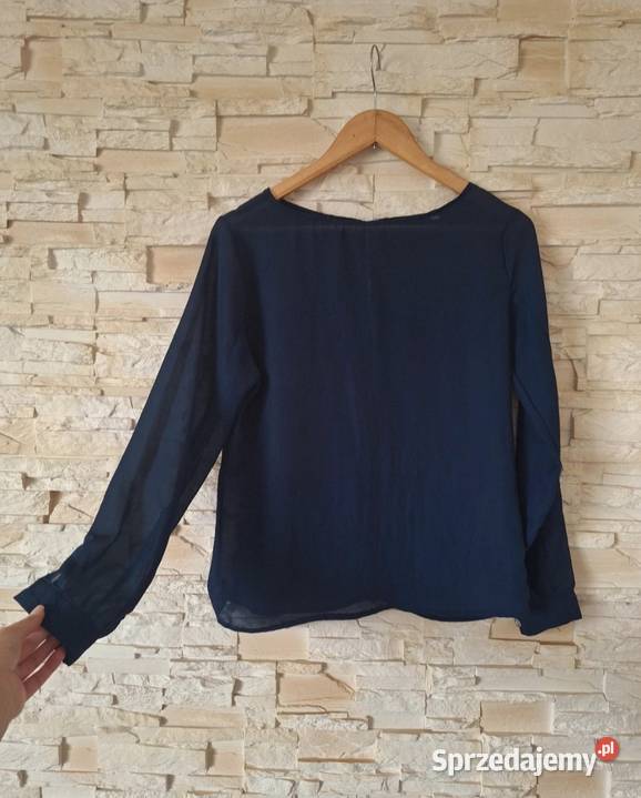 Koszulowa transparentna bluzka granatowa 40 Rozmiar 40(L) Kraków sprzedam