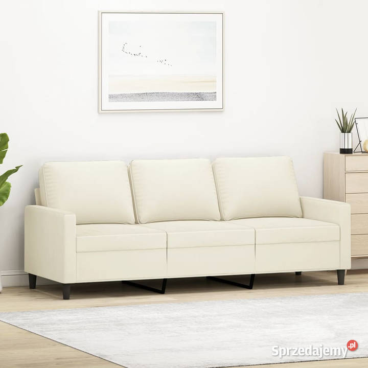 Sofa 3osobowa kremowy 180 tapicerowana aksamitem mazowieckie Warszawa