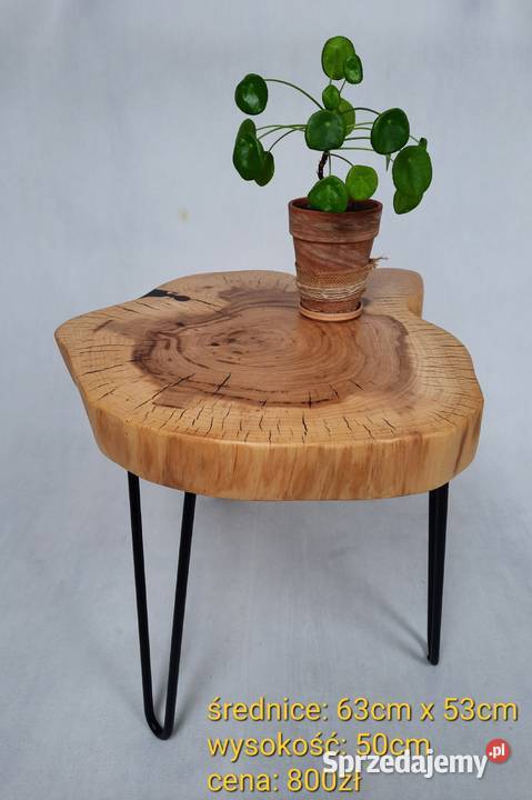 Stolik kawowy plaster drewna wiąz loft Długołęka