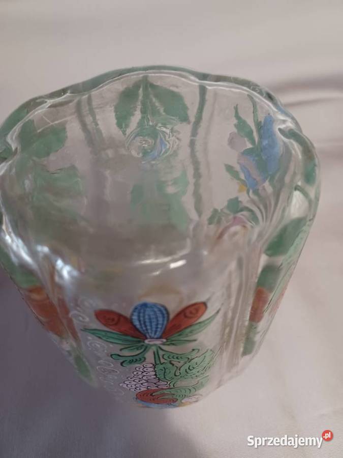 Szklana ręcznie malowana karafka z pocz XX w dolnośląskie Wrocław sprzedam