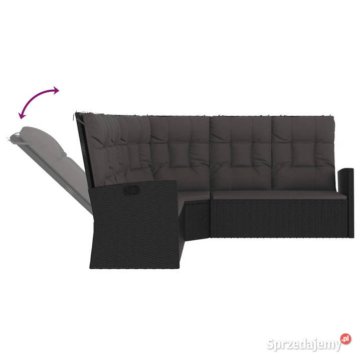Rozkładana sofa narożna z poduszkami czarna Warszawa