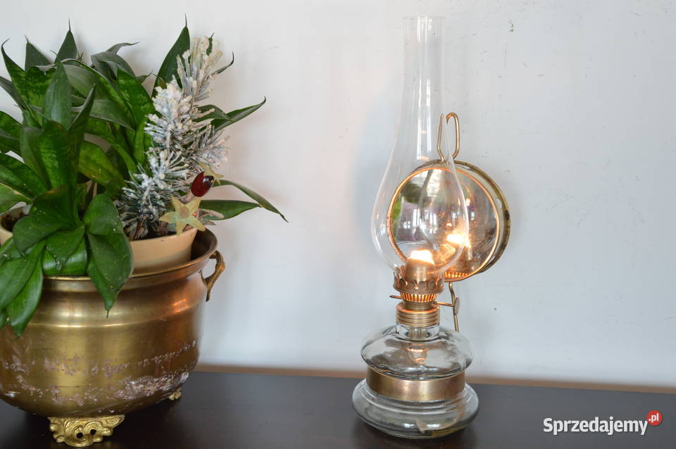 lampa naftowa wisząca stojąca z lusterkiem Antyki