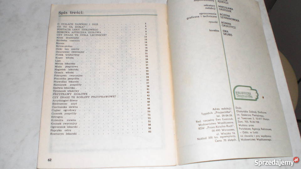 Zioła W Domu Danuta Tyszyńska Kownacka Broszurka Rok wydania 1998 Poznań
