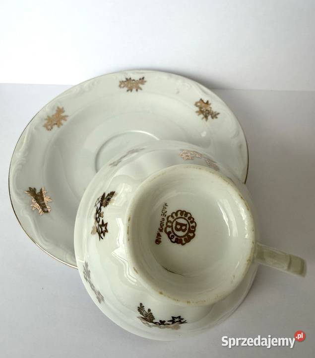 Elegancka Filiżanka ze Spodkiem Bogucice Złocone Porcelana i szkło Kraków