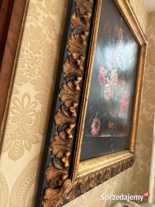 Stary piękny obraz 2w1 drewniana solidna rama Długopole-Zdrój