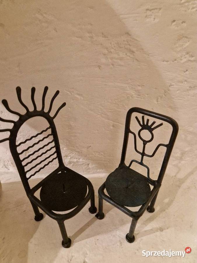 Dwa ŚWIECZNIKI krzesełka jako komplet kute lubelskie Lublin