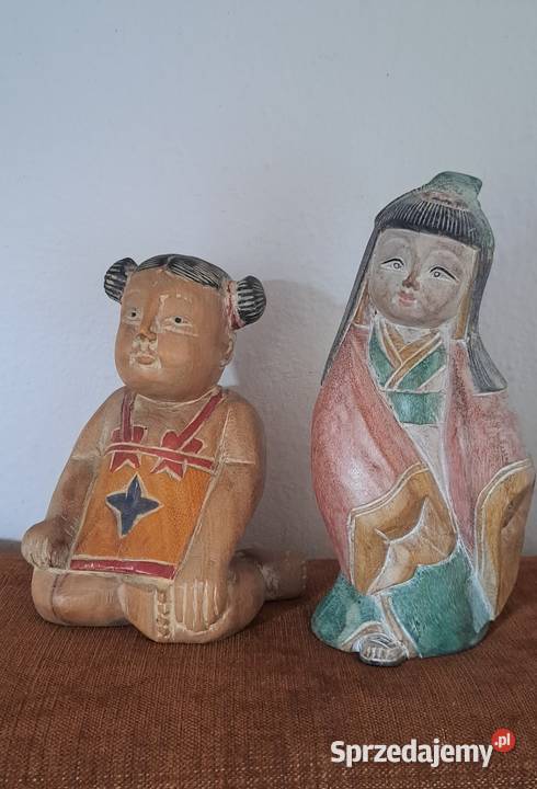 piękne drewniane figurki Japonka i Chinka mazowieckie