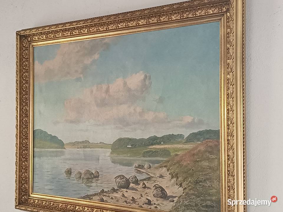 Obraz olejny na płótnie w pięknej ramie Obrazki i obrazy Lipno