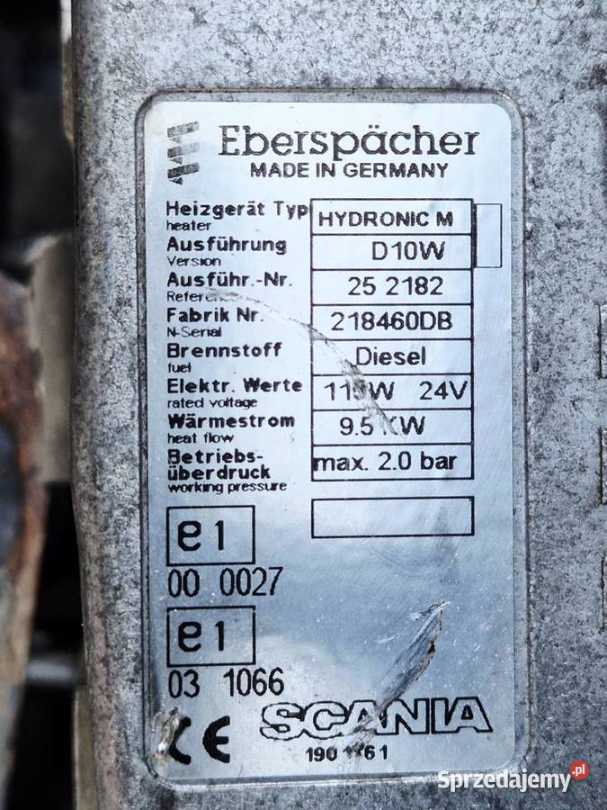 WEBASTO WODNE Ogrzewanie 24V HYDRONIC 10 D10W świętokrzyskie Zawichost