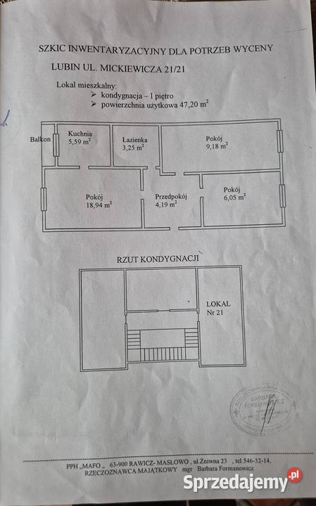 Jasne dwustronne mieszkanie o pow 472 położone Lubin sprzedam