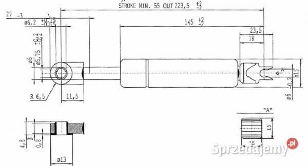 Sprężyna gazowa L2235 mm 120N Stabilus CA0220BY Do maszyn uprawowych