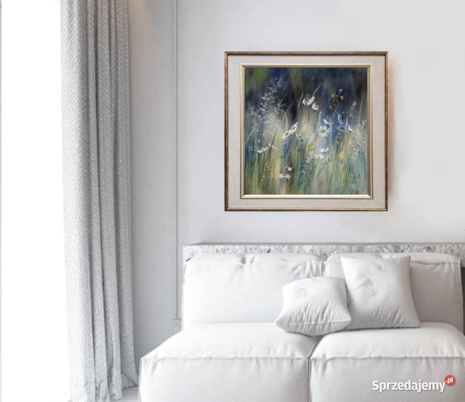 Łąka Kwiaty ręcznie malowany olejny L Olbrycht małopolskie Nowy Sącz