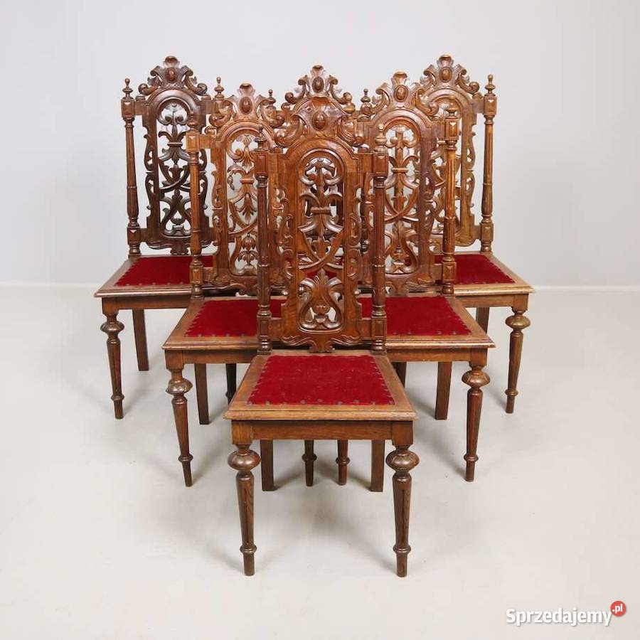 Krzesła eklektyczne myśliwskie XIX w Budzyń