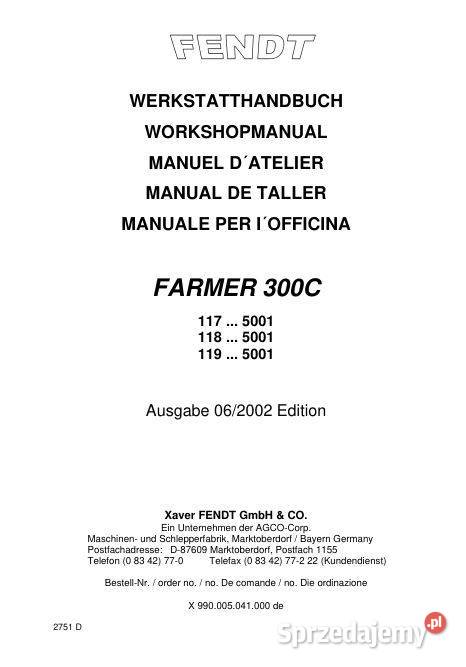 Fendt Famer 307 308 309 C CI instrukcja naprawy sprzedam