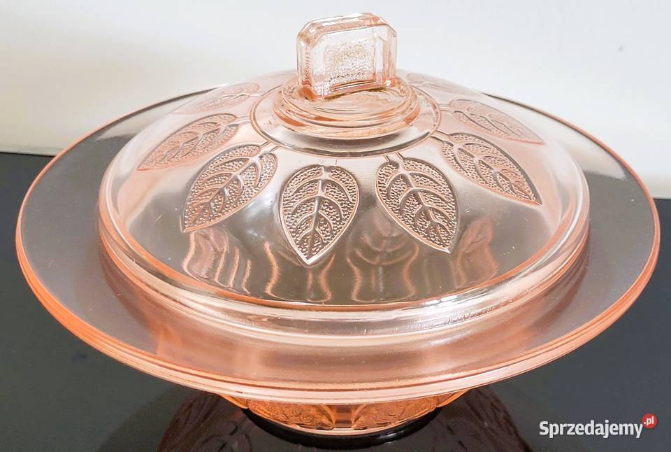 Wyjątkowa bomboniera prasowane szkło rozalinowe sprzedam