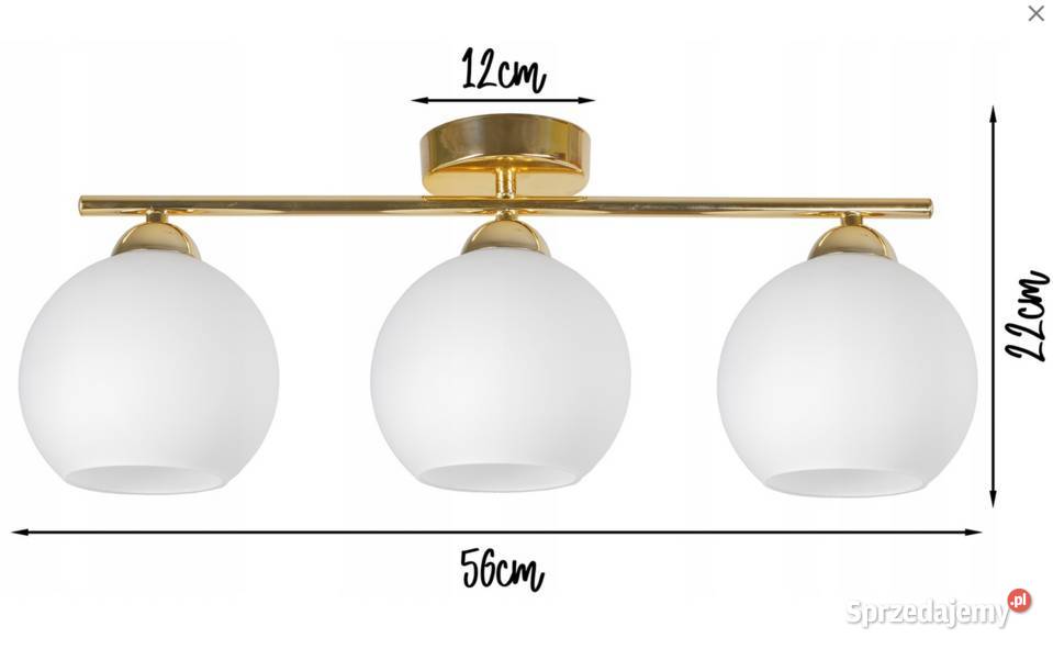 LAMPA WISZĄCA SUFITOWA ŻYRANDOL ZŁOTA 3 KULE podlaskie Choroszcz