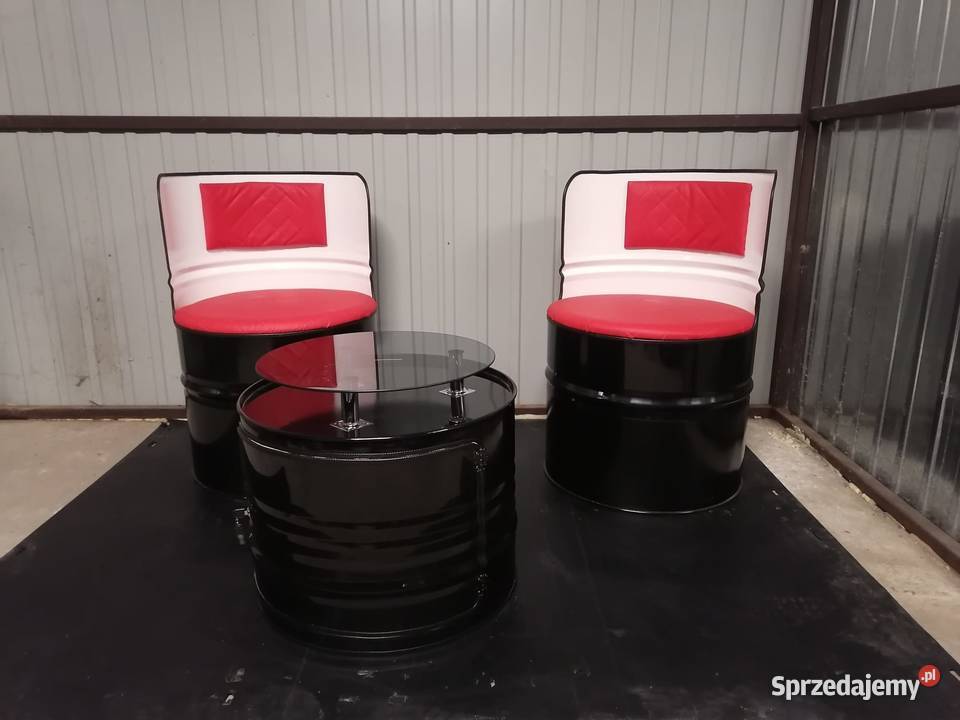 Fotel z beczki po oleju super wygląd handmade stolik