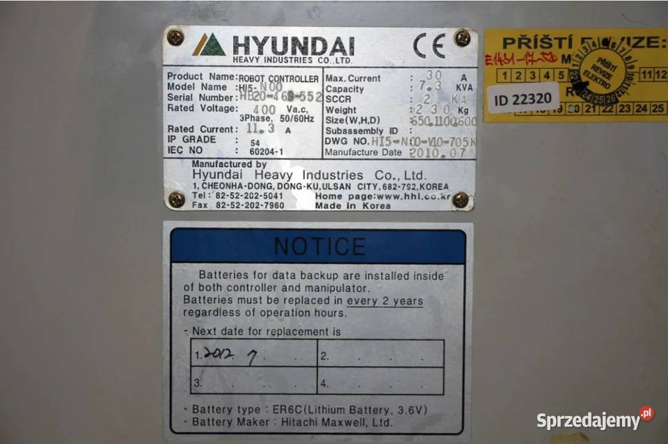 Robot podającopaletyzujący Hyundai HS200 Częstochowa