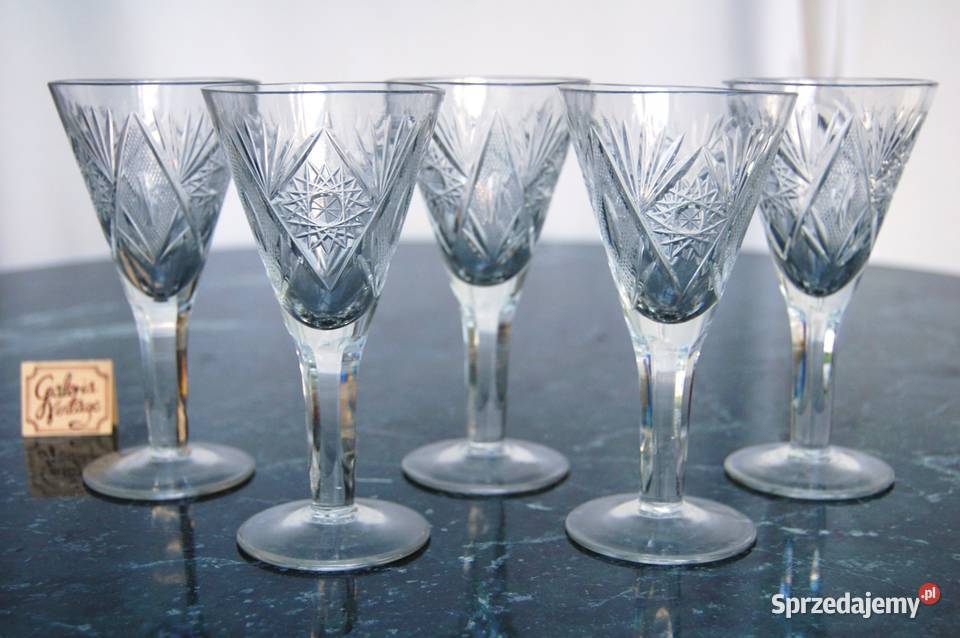 Stare kryształowe szlifowane kieliszki do wina 5 lubelskie Lublin